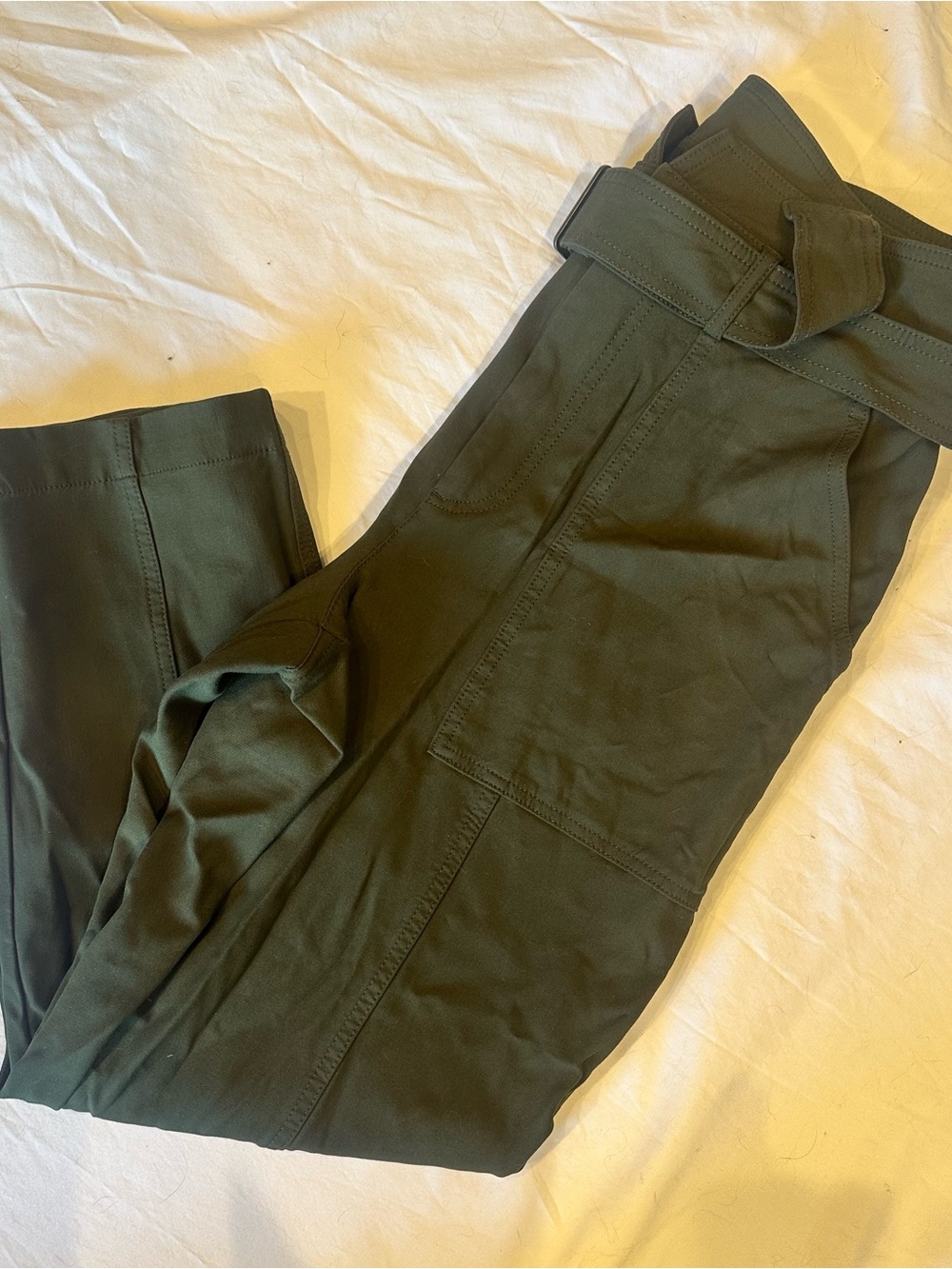 Banana Republic Olive Green Straight-Leg Belted Pants - Picture 4 of 8